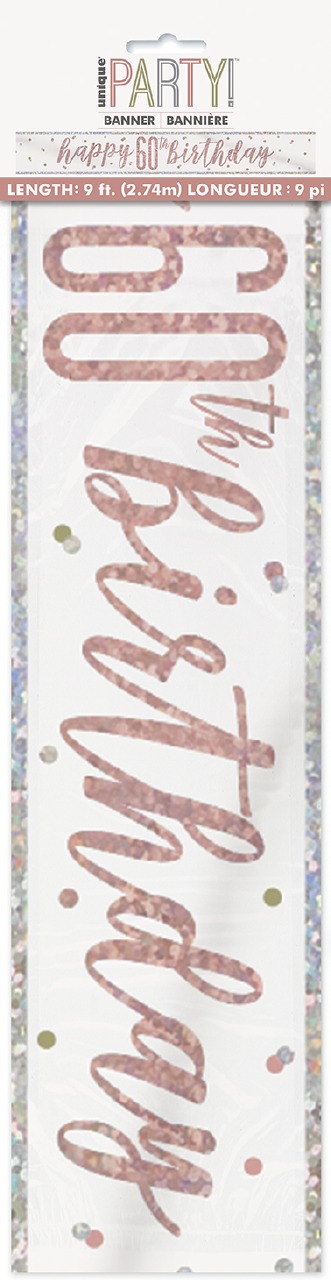 Rose Gold 60th Banner Partyworld