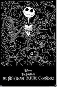 Nightmare Before Christmas Tim Burton Black &amp; White Poster