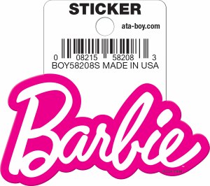 Barbie Logo White Pink Outline Die Cut 3" Vinyl St