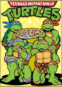 Teenage Mutant Ninja Turtle Team Eating Pizza w Logo Magnet