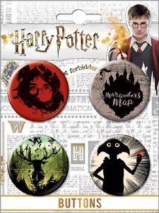 Harry Potter Tomes and Scrolls 4 Button Set