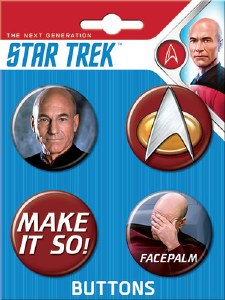 Star Trek The Next Generation Picard 4 Button Set