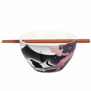 Godzilla Cherry Blossom 20oz Ceramic Ramen Bowl with Chopsticks