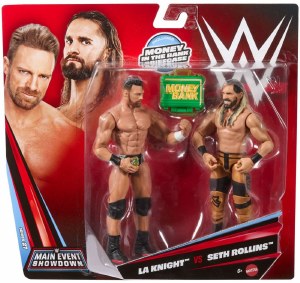 WWE Main Event Showdown S27 LA Knight vs Seth Rollins Action Figure 2 Pack