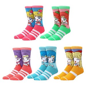 Sailor Moon Crystal Characters Mens 5 Pack Crew Socks