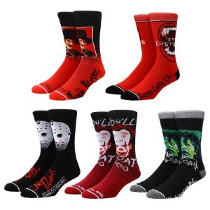 Warner Brothers Horror Movie Characters Mens 5 Pack Crew Socks