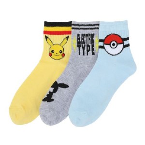 Pokemon Pikachu Womens 3 Pair Athletic Quarter Ankle Crew Socks