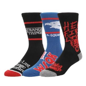 Stranger Things Glow in the Dark Hellfire Club and Squawk Mens Athletic Crew Socks 3 Pack