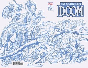 One World Under Doom #3 50 Copy Giarrusso Blue Line Sketch Variant