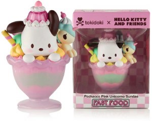 tokidoki x Hello Kitty and Friends Fast Food Pochacco Pink Unicorno Sundae Figurine