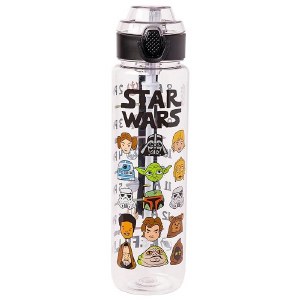 Star Wars Comic Cartoon 33oz Plastic Water Bottle w Locking Lid and Strap