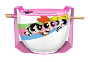 Power Puff Girls Rainbow Girl Power 20oz Ceramic Ramen Bowl with Chopsticks