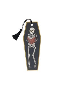 Just One More Chapter Skeleton with Red Book Bookmark