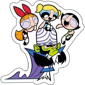 Powerpuff Girls Laughing at Mojo Jojo Sticker
