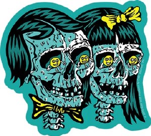 Killer Acid Twin Skulls Sticker