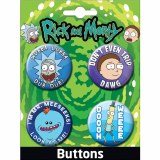 Rick and Morty 4 Piece Button Set A