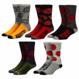 Naruto Shippuden Anime Cartoon Split Color Casual Crew Socks for Men 5 Pack