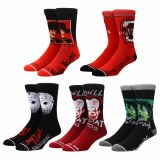 Warner Brothers Horror Movie Characters Mens 5 Pack Crew Socks