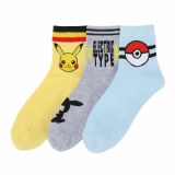 Pokemon Pikachu Womens 3 Pair Athletic Quarter Ankle Crew Socks