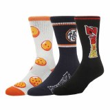 Dragon Ball Z Stripe AOP and Logo Mens Athletic Crew Socks 3 Pack
