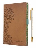 White Lotus Vegan Leather Journal and Pen Set