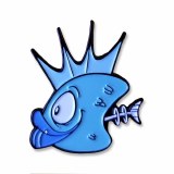 Blue Fish Heads Toon Pin