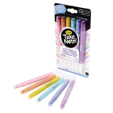 Crayola Take Note Erasable Highlighters Pastel 6 Pack