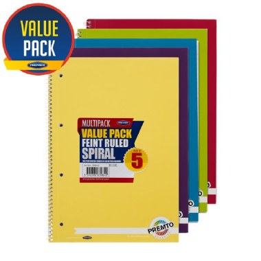 Spiral Pad 160pg Premto 5 Pack