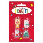 Christmas 3D Shaped Eraser 4 Pack