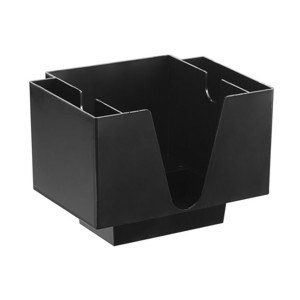 Choice 3-Compartment Black Plastic Square Bar / Coffee Caddy