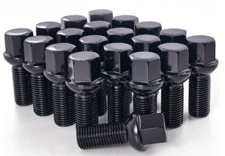 Ball 14 x 1.5 x 28mm Lug Bolt Black Set of 20