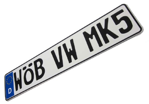 Europlate EEC " WOB VW MK5"