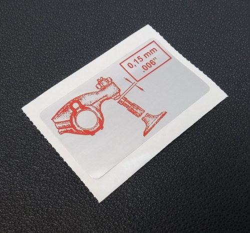 Valve Adjustment Sticker