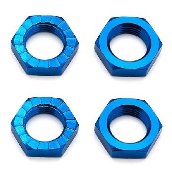 17mm Aluminum Serrated Wheel Hex Nut (Blue) (4)