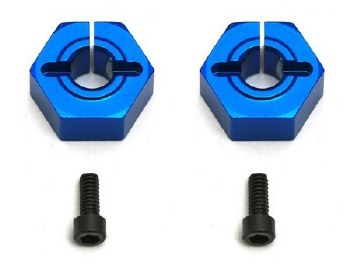 12mm Aluminum Front Clamping Wheel Hex Set (Blue) (2)
