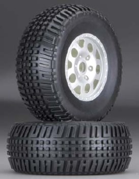 9810 Tire/Wheel Front Silver SC10 (2)