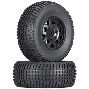 9813 Tire/Wheel Rear Black SC10 (2)