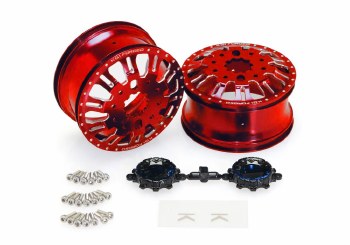 KG1 KD004 Duel Rear Dually Wheel (Red Anodized, 2pcs, w/Cap &amp; Decal, Screws)