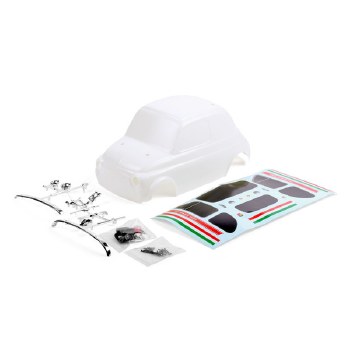 Fiat Abath 595 White Painted Body Set w/ Decal (175mm Wheelbase), for Q &amp; MT Series