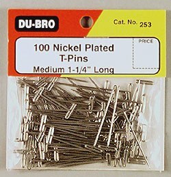 Nickel Plated T-Pins 1-1/4 Inch Long DUBRO253 - WIngs over the Downs Hobbies