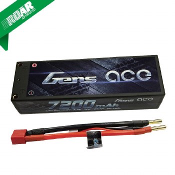 Gens Ace 7200mAh 2S1P 7.4V 70C LiPo 4.0mm Bullets Hard Case 138x47x25mm