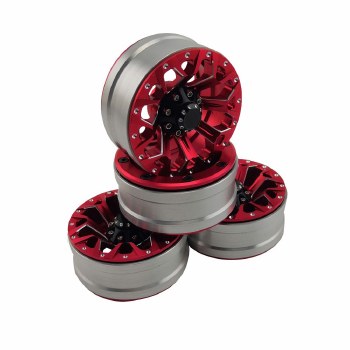 1.9&quot; Aluminum Beadlock Wheels  - Strong (4) (Red)