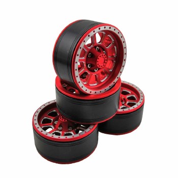 1.9&quot; Aluminum Beadlock Wheels  - Ten (4) (Red)
