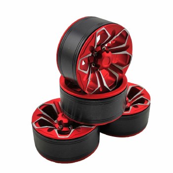 1.9&quot; Aluminum Beadlock Wheels  - Petals (4) (Red)