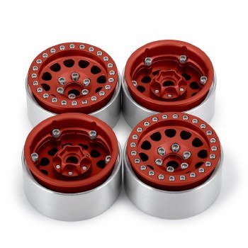 1.9&quot; Aluminum Beadlock Wheels  - M105 Red (4) (Red Ring)
