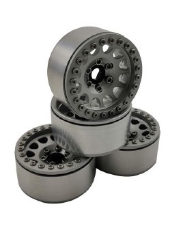 1.9&quot; Aluminum Beadlock Wheels  - M105 Silver (4) (Silver Ring)