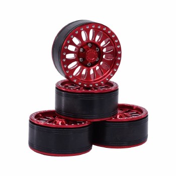 1.9&quot; Aluminum Beadlock Wheels  - Flower Red (4)