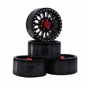 1.9&quot; Aluminum Beadlock Wheels  - Flower Black (4)