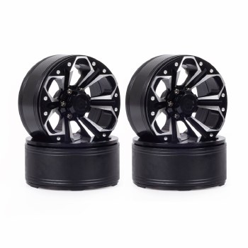 1.9&quot; Aluminum Beadlock Wheels  - Petal 6 Style (4) (Black)