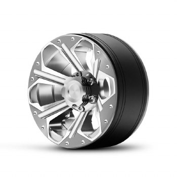 1.9&quot; Aluminum Beadlock Wheels  - Petal 6 Style (4) (Silver)